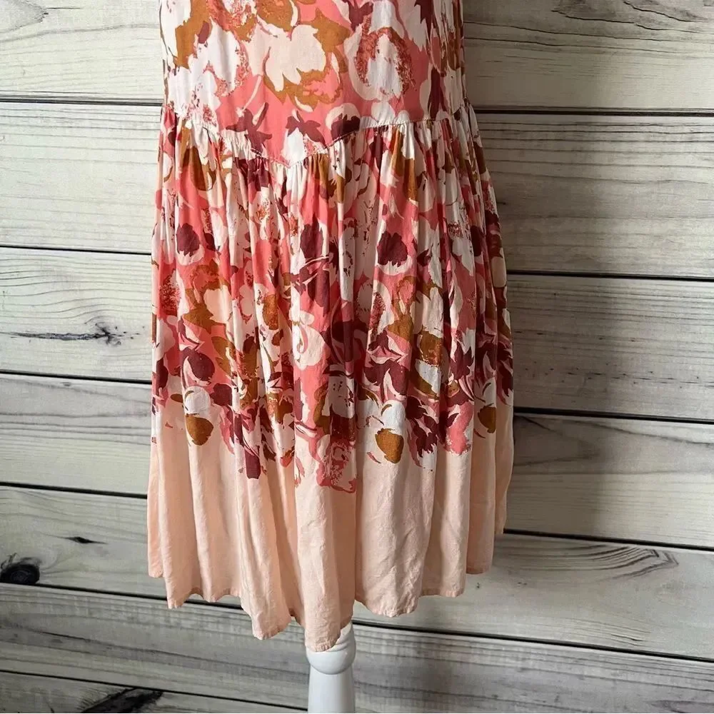 Intimately Free People Peach Floral Strappy Mini Dress